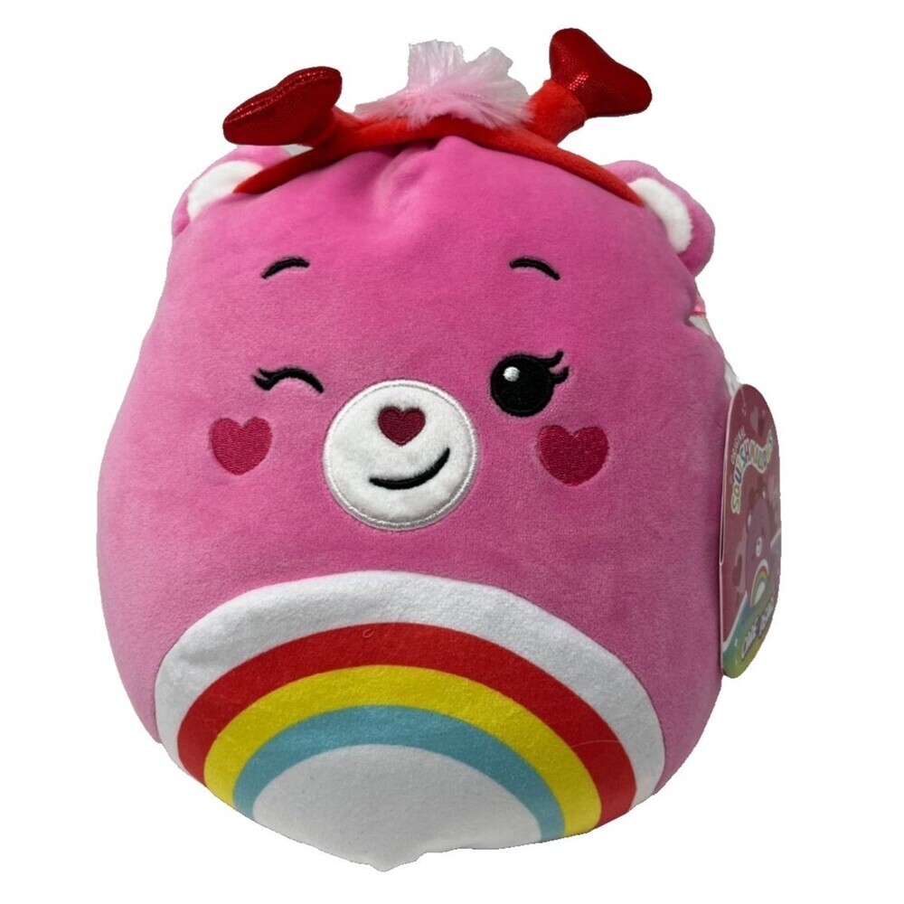 Squishmallows Care Bears Cheer Bear Plush Size 8" Valentine Headband Kidcore NEW